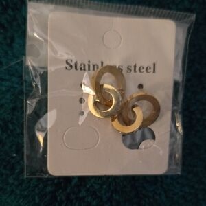 Gold Stainless Steel Interlocking Earrings